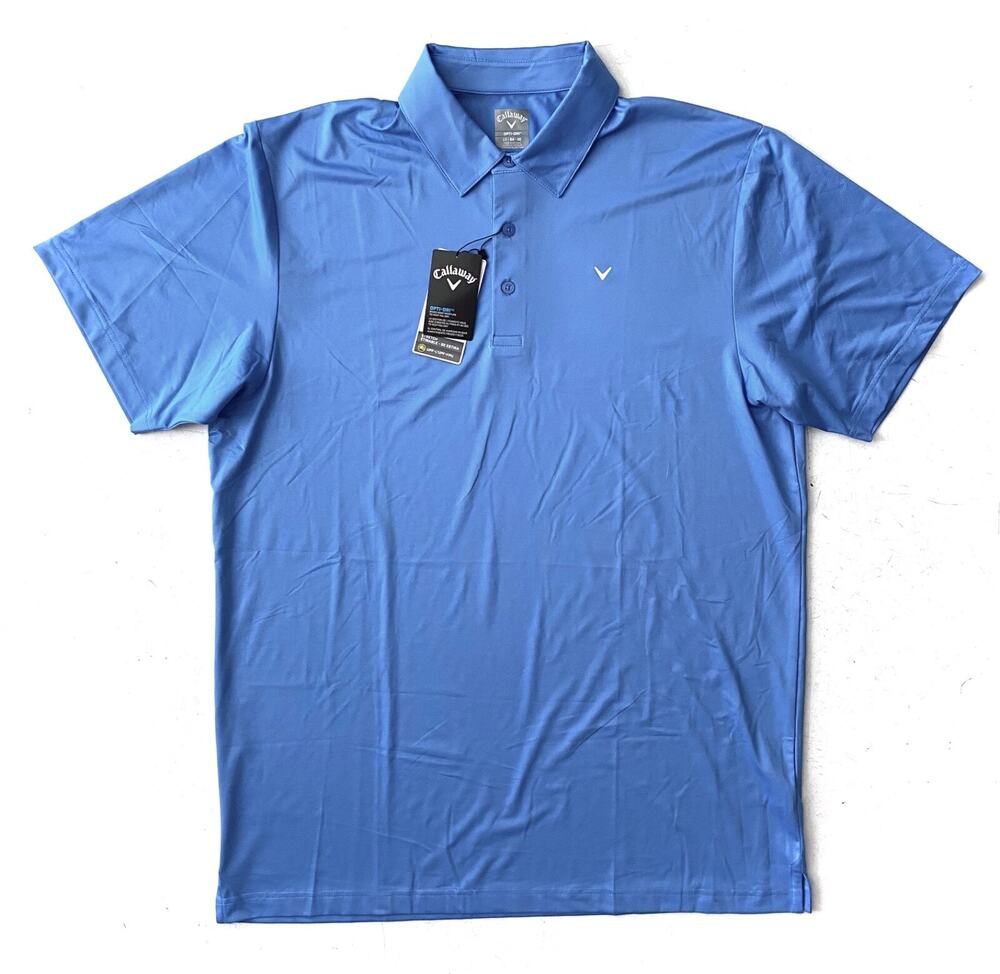 Callaway Opti-Dri Marina Blue Twill Nwt Golf Polo SS Shirt Large Tall LT